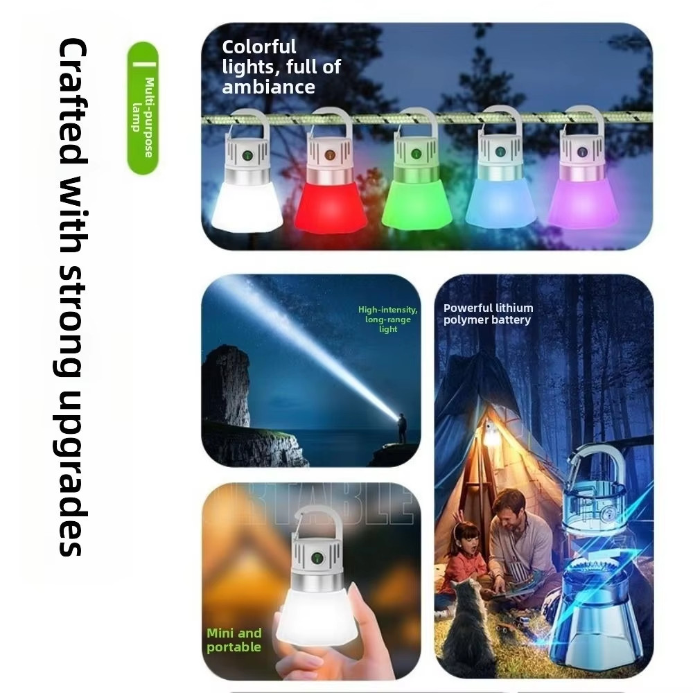 2 Chiếc Nắp Chai RGB Ánh Sáng Type-C, Chống Nước - Đèn Pin Mini cho Cắm Trại và Trang Trí Ramadan
