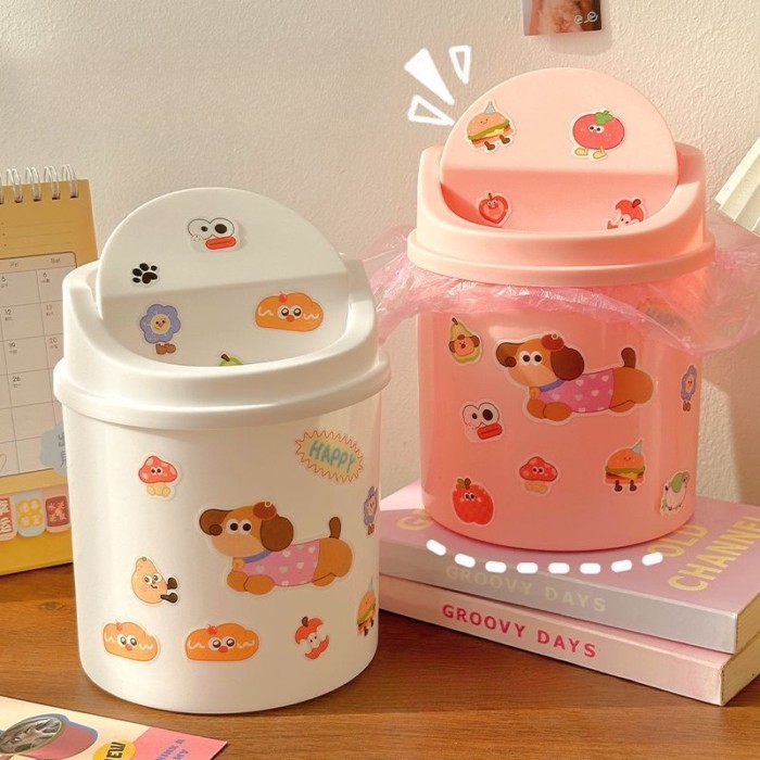 Thùng rác để bàn có thể dễ thương Thùng rác sáng tạo nhỏ có thể để bàn Thùng đựng giấy thải Giỏ có nắp