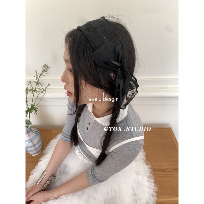Phụ kiện tóc phong cách Hàn Quốc với ren ruy băng cổ tích, phù hợp ngày lễ và mùa xuân-hè