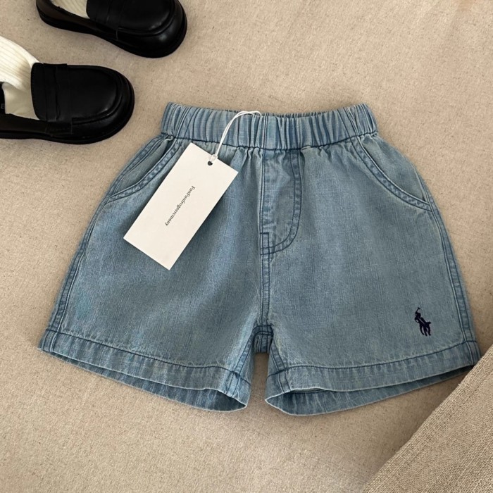 Quần Short Denim Trẻ Em Mỏng Phong Cách Mùa Hè Quần Năm Điểm Màu Trơn Cho Bé Trai Và Bé Gái Thươ