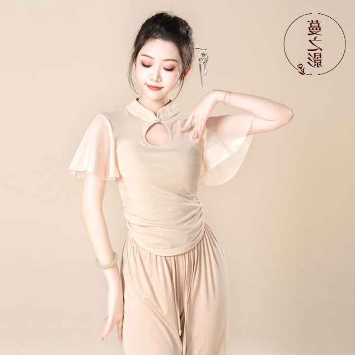 bộ quần áo tập múa cổ điển mới ngắn tay áo múa hiện đại múa Trung Quốc thi tập quần áo khiêu vũ
