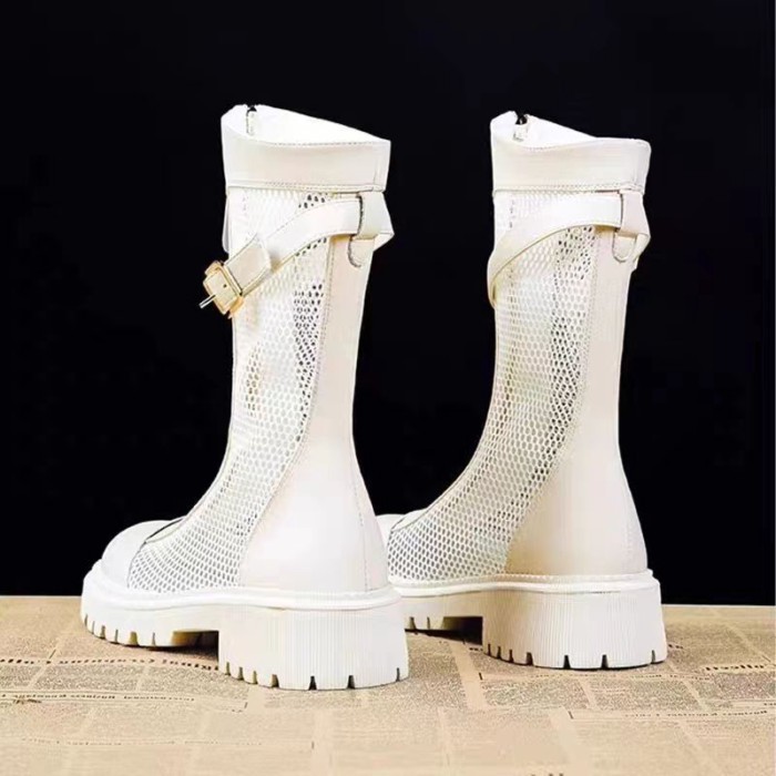 Lưới Rỗng Top Giày Bốt Martin Nữ Mùa Hè Phong Cách Anh Quốc Đế Dày Đa Năng Giày Bốt Lưới Thoáng Khí