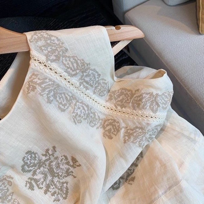 Áo Vest Thêu Hoa Trung Quốc Không Tay Mùa Hè Nữ Phong Cách Mới Retro Siêu Cổ Tròn Cổ Tính Khí Áo