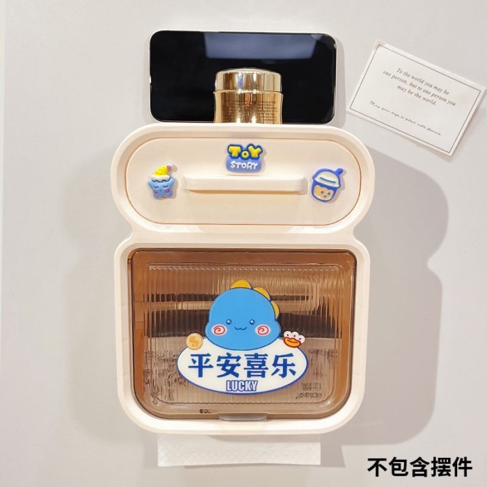 Hộp Đựng Khăn Giấy Treo Tường Không Đục Lỗ Hộp Bảo Quản Hoạt Hình Dễ Thương Kệ Chống Thấm Nước