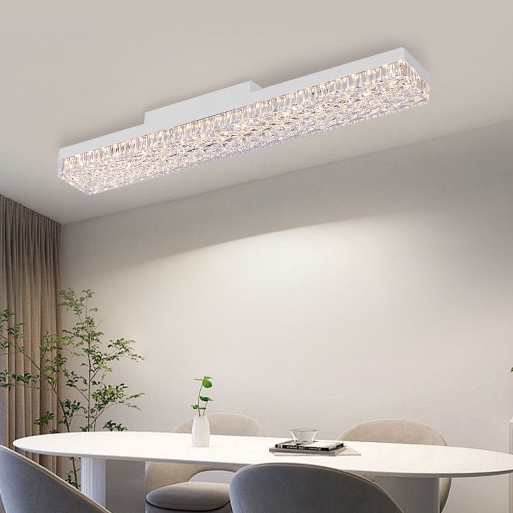 Bóng đèn LED dải pha lê 24W Bảo vệ mắt Đèn ba màu có thể điều chỉnh độ sáng AC 220V E27 Ổ cắm trong nhà Đèn tường hình chữ nhật pha lê Acrylic Chiếu sáng trang trí cho gia đình