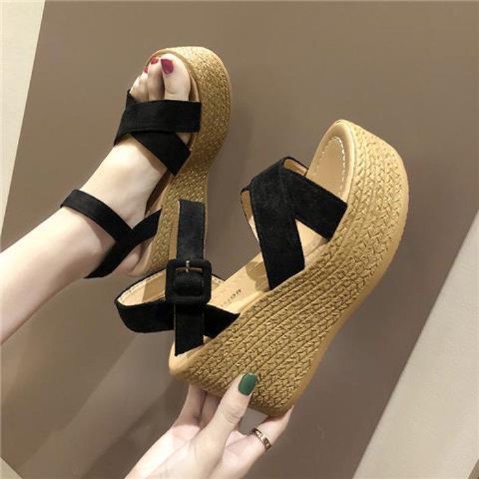 Giày Sandal Nữ Giày Cao Gót Mùa Hè Đế Nêm Nền Tảng Nền Đế Dày Giày La Mã