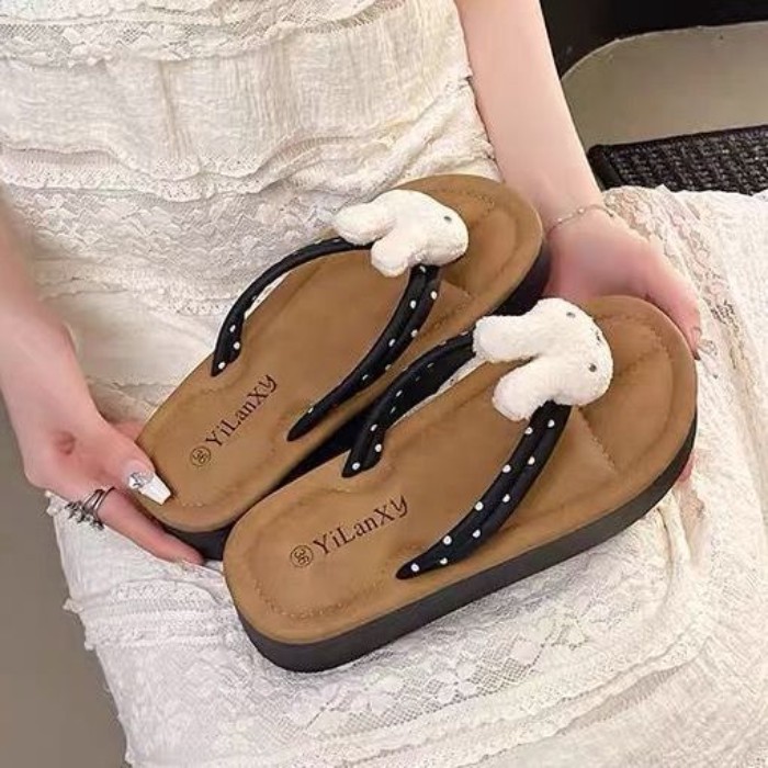 Dép xỏ ngón mùa hè cho nữ, áo khoác ngoài đế dày tăng chiều cao, dép xỏ ngón đi biển chống trượt ch