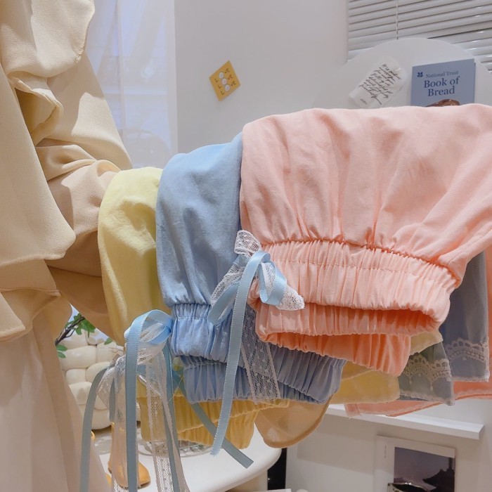 bé gái mới cotton nguyên chất quần ren mùa hè nơ bé quần thẳng phong cách Hàn Quốc