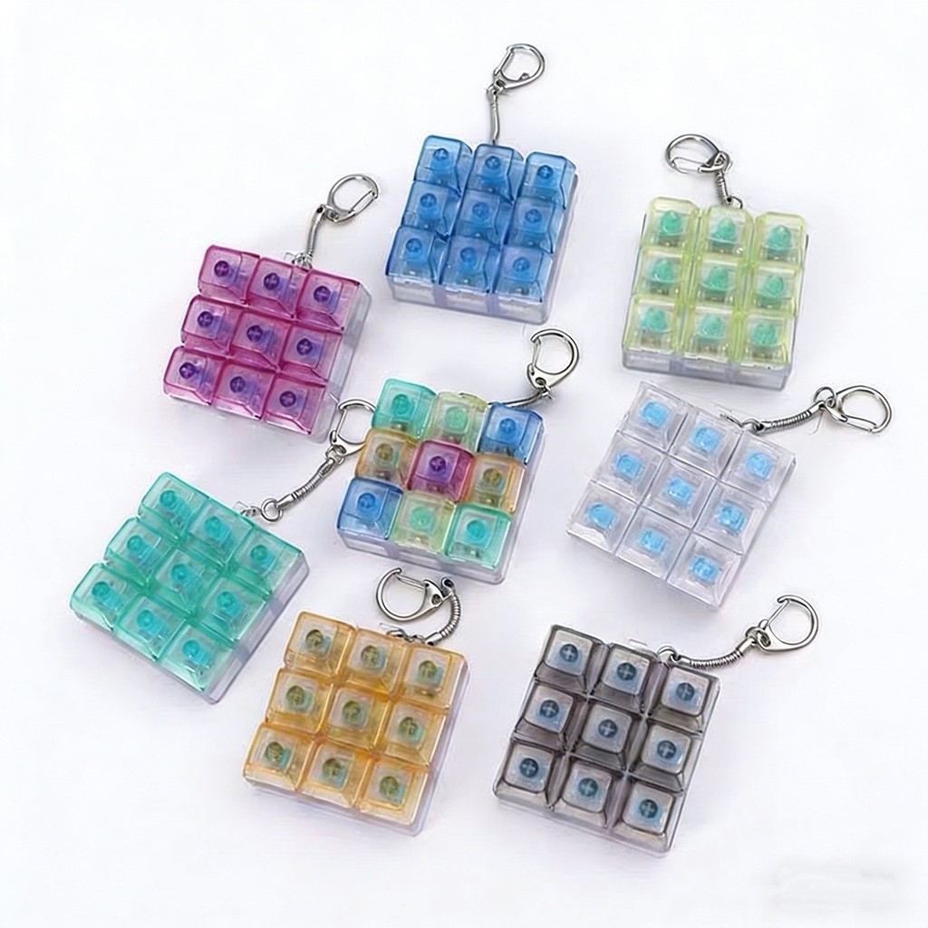 Sáng Tạo Thư Giãn DIY Bàn Phím Chìa Khóa Đồ Chơi Nút Keycap Cảm Giác Fidget Móc Khóa Giải Nén Đồ Chơi Quà Tặng Ngày Lễ Phụ Kiện Ba Lô