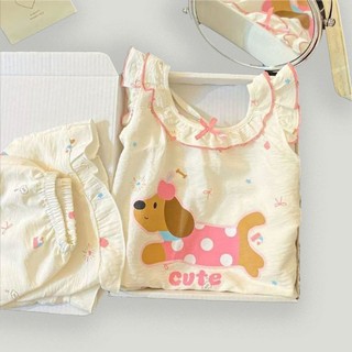 Bộ đồ ngủ bé gái phong cách công chúa mùa hè mỏng bể quần short bé gái dễ thương quần áo mặc ở nhà