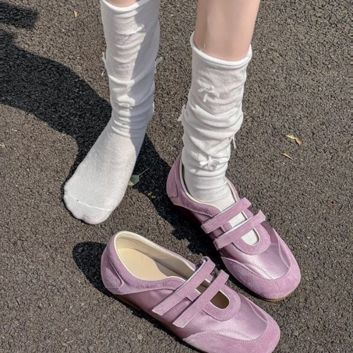 Giày đế mềm kiểu Pháp Mary Jane Giày nữ mùa xuân Velcro đế mềm
