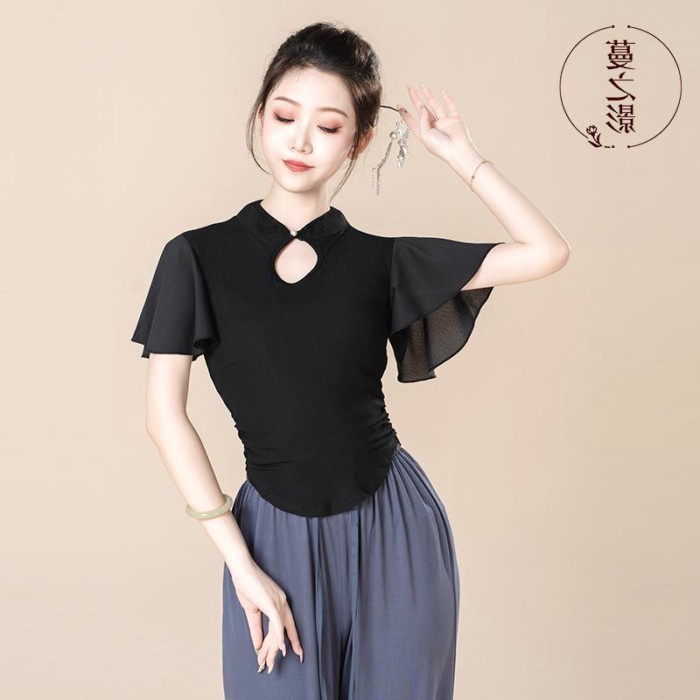 bộ quần áo tập múa cổ điển mới ngắn tay áo múa hiện đại múa Trung Quốc thi tập quần áo khiêu vũ