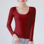 Áo thun dài tay cổ tròn Cotton màu trơn cho mùa xuân và mùa thu