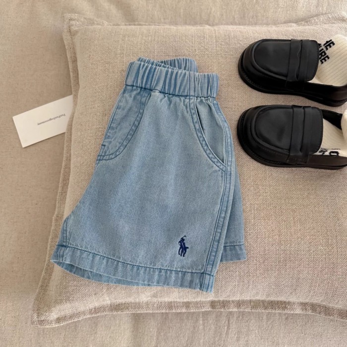 Quần Short Denim Trẻ Em Mỏng Phong Cách Mùa Hè Quần Năm Điểm Màu Trơn Cho Bé Trai Và Bé Gái Thươ