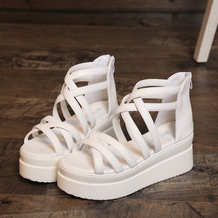 Giày sandal đế xuồng phong cách Hàn Quốc dành cho nữ, giày đế xuồng mùa hè La Mã, giày nữ sinh viên