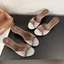 Dép sandal hở mũi phong cách thời trung cổ dành cho nữ mặc ngoài mùa hè denim cao gót dép đi biển