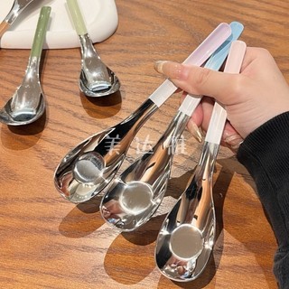 Muỗng inox dày thực phẩm gia dụng tinh tế thìa cán dài Hàn Quốc thìa sữa chua thìa sâu hình dáng ca