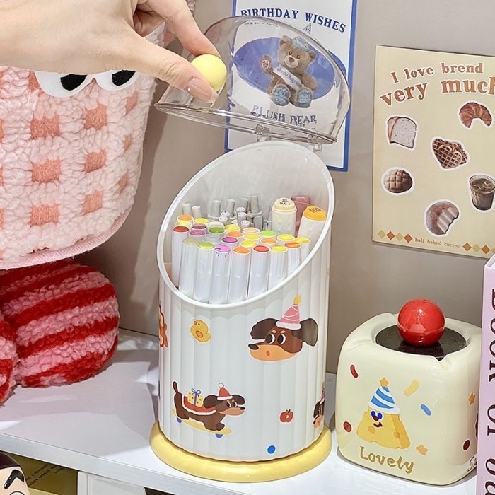 Bàn Chải Trang Điểm Bảo Quản Ống Ngăn Chống Bụi Hộp Bảo Quản Mỹ Phẩm Son Môi Phấn Mắt Kệ Để Bàn Bút
