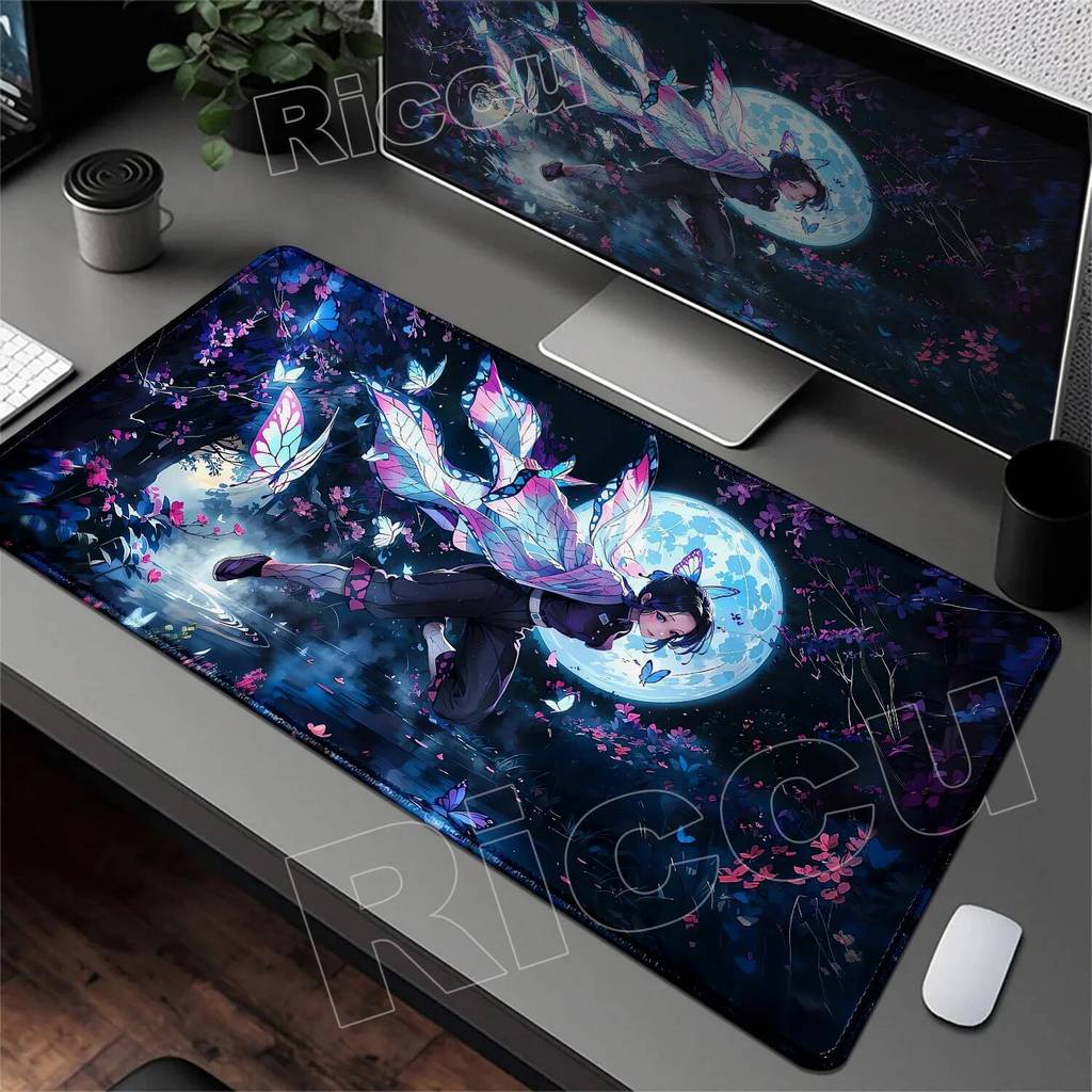 Kanroji Mitsuri Hoa Bướm Chuột Miếng Lót Laptop Anime Bàn Phím PC Demon Slayer Chơi Game Mousepad 900x400 Kochou Shinobu Bàn Thảm