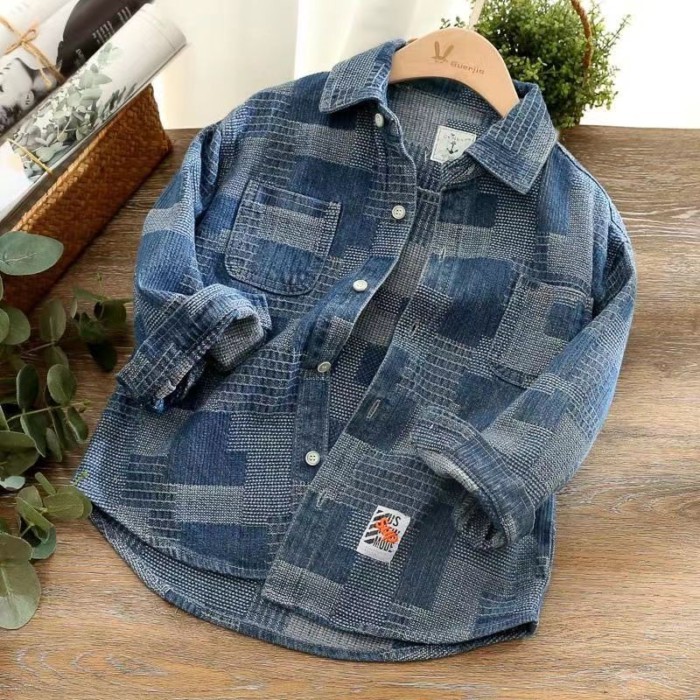 Áo khoác denim bé trai Hàn Quốc mới Áo khoác thời trang xuân thu Đồ trẻ em thoải mái