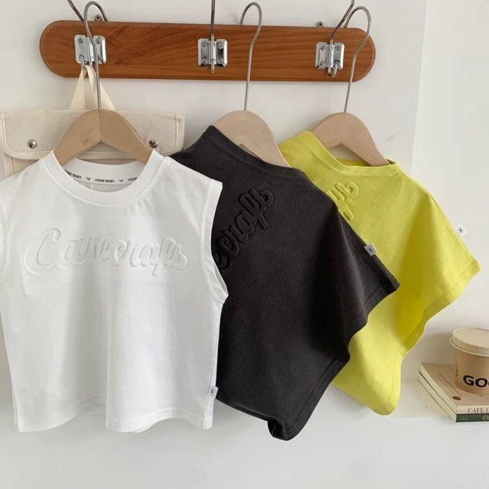 Áo phông có cổ POLO cotton dành cho trẻ em dành cho bé gái, áo bên trong, áo thun không tay bằng