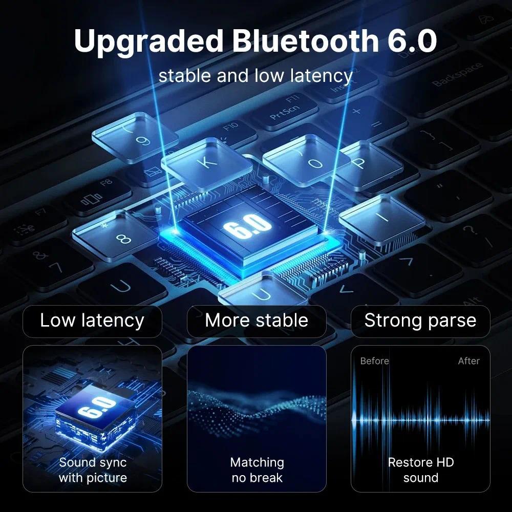 [Sẵn sàng] Bộ thu Bluetooth Bộ chuyển đổi USB Bluetooth 6.0 không dây cho chuột Laptop Keyborad Bộ thu âm thanh nhạc Phụ kiện PC