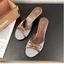 Dép sandal hở mũi phong cách thời trung cổ dành cho nữ mặc ngoài mùa hè denim cao gót dép đi biển