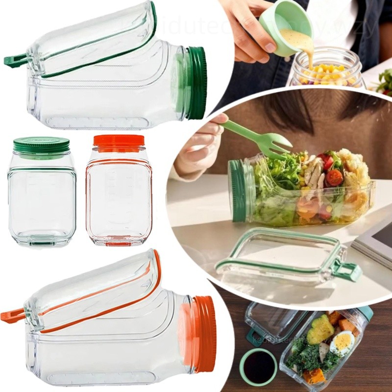 [Đũa miễn phí] Bình Salad Di Động Sáng Tạo 1000ML Mở Bên Thực Phẩm Nhựa Giảm Béo Bữa Ăn Hộp Cơm Trưa Ăn Sáng Hộp Bảo Quản Trái Cây Cho Dã Ngoại Văn Phòng Tại Nhà