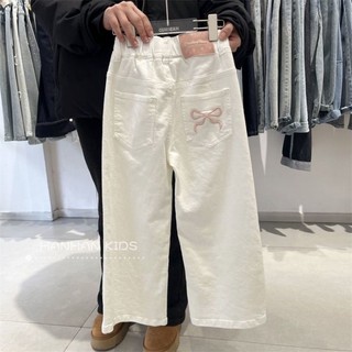 Quần jeans mềm cho bé gái, quần ống suông, quần bé gái mùa xuân, quần ống rộng hẹp cho trẻ em vừa v