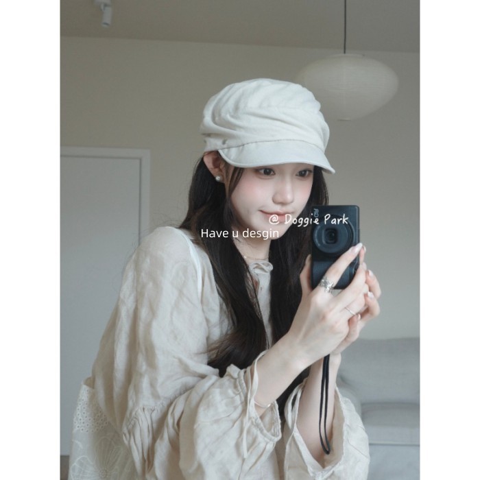 Beret vải lanh cotton phong cách Nhật Bản, thoáng mát cho mùa xuân hè