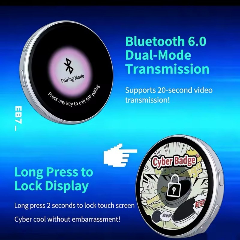 Sáng Tạo Huy Hiệu Cảm Ứng Điện Tử LEDBluetooth Với Màn Hình HD Sạc Lại Được - Quà Tặng Perfect Cho Otaku Và Người Hâm Mộ