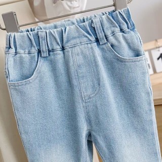 Quần jean nữ mùa thu phong cách hàn quốc quần jean thêu ngọt ngào cô gái bootcut khâu ren quần jean
