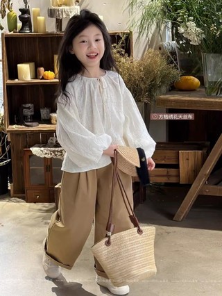 Áo sơ mi dài tay trẻ em cổ bèo ngọt ngào công chúa
