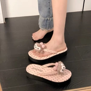 Dép xỏ ngón đế dày cho nữ mặc mùa hè họa tiết hoạt hình chấm bi dễ thương Dép xỏ ngón đi biển nhẹ c