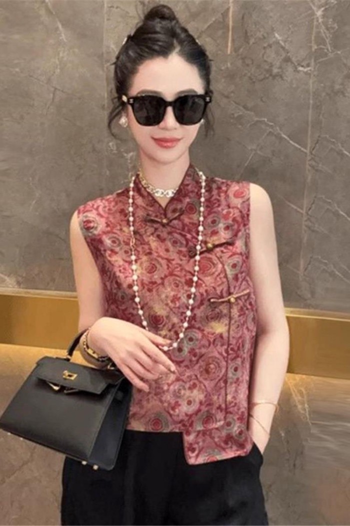 Mùa Hè Phổ Biến Phong Cách Trung Hoa Áo Vest Không Tay Nữ Độc Đáo Và Siêu Đẹp Phong Cách Trung H