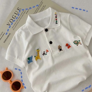 Áo sơ mi POLO ngắn tay, áo đơn giản đẹp trai, áo thun ngắn có cổ màu trơn cho bé