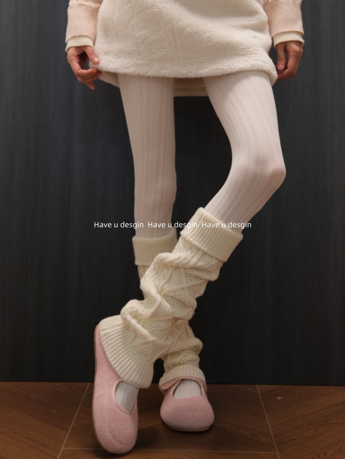 Áo bầu không khí cao cấp xoắn kim dày và quần legging trắng nữ