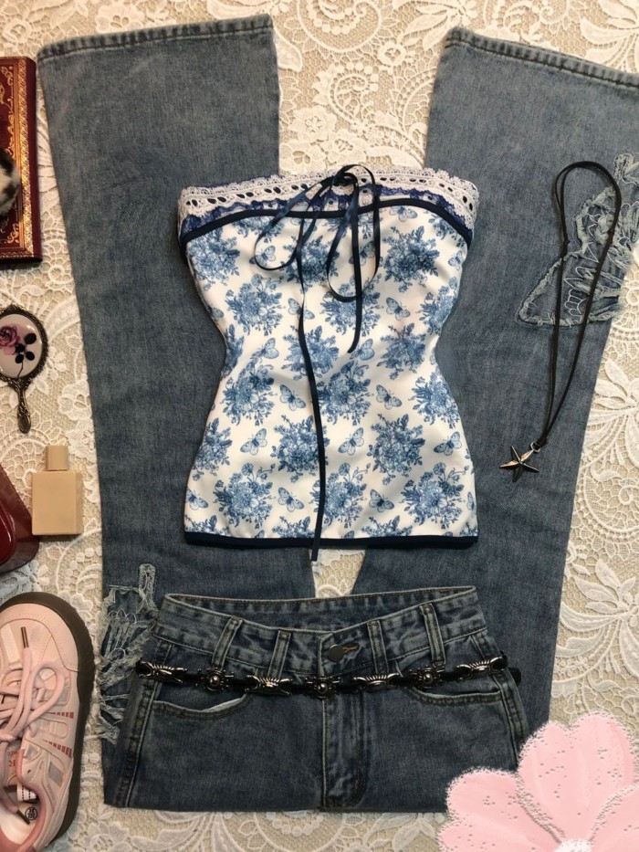 Mùa hè Dopamine Retro Ren ống Top Slim Fit Tank Top