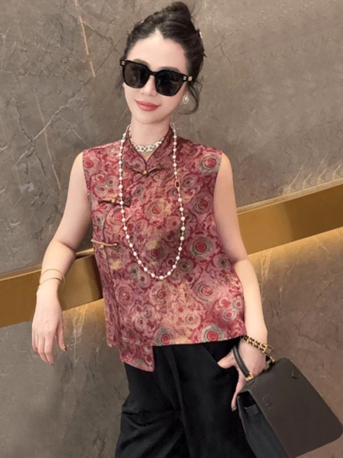 Mùa Hè Phổ Biến Phong Cách Trung Hoa Áo Vest Không Tay Nữ Độc Đáo Và Siêu Đẹp Phong Cách Trung H