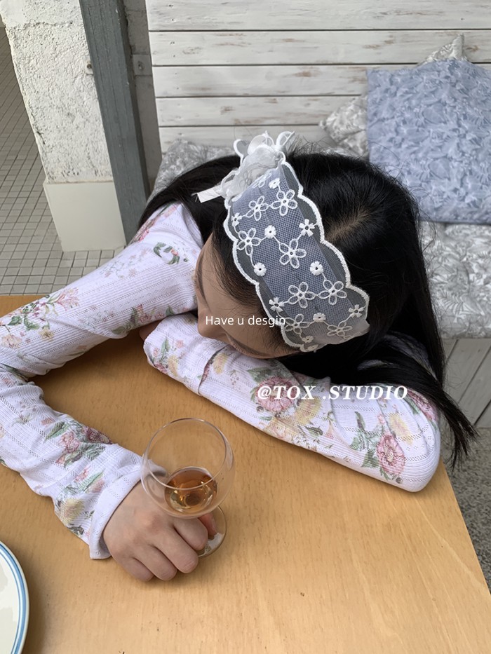 Phụ kiện tóc phong cách Hàn Quốc với ren ruy băng cổ tích, phù hợp ngày lễ và mùa xuân-hè