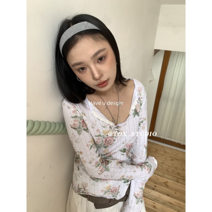 Băng đô vải satin nhấp nháy phong cách retro Mỹ, handmade với kiểu dáng preppy