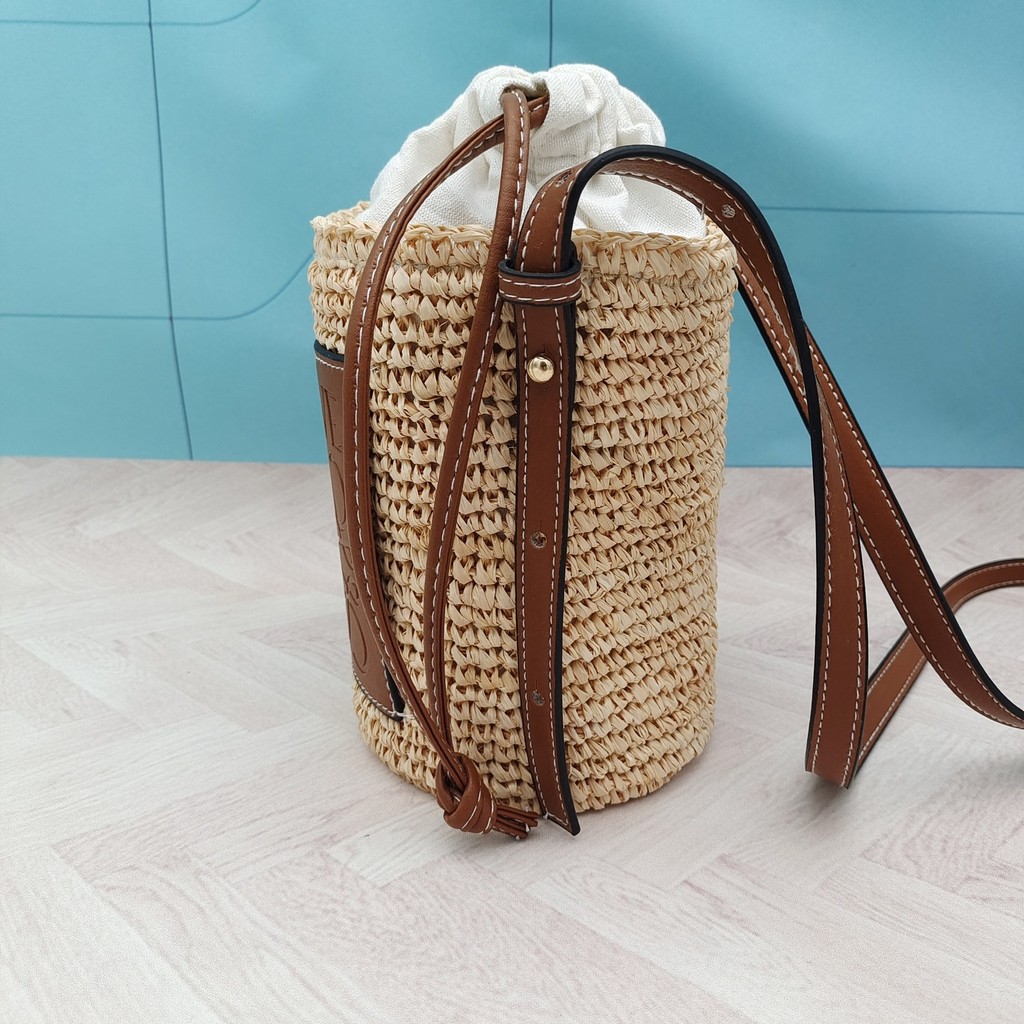 Túi đựng rơm thùng dệt Raffia Túi xách đeo chéo một vai phù hợp cho kỳ nghỉ