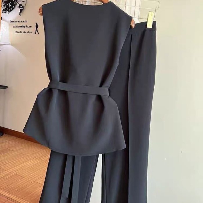 Thắt lưng phù hợp với áo vest nữ mỏng cao cấp áo ghi lê mặc ngoài khí chất không tay xếp tầng hàng