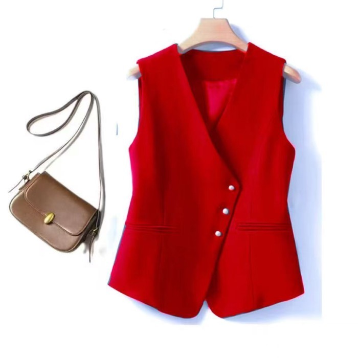 Lan ~ Áo Khoác Sleeveless Mỏng, Phong Cách Xuân Thu Sang Trọng, Thích Hợp Mặc Bên Ngoài Với Áo Vest
