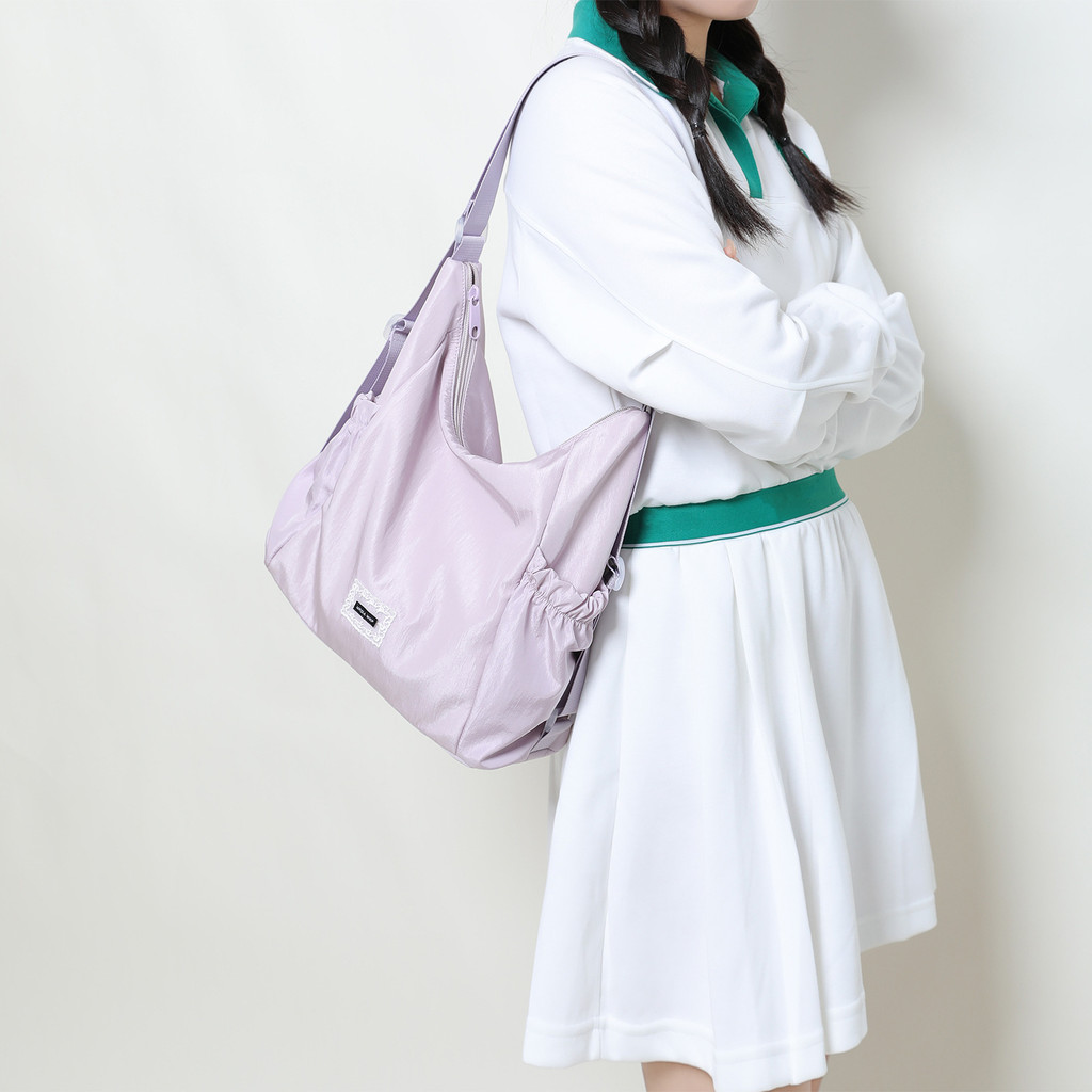Túi Tote Bạc Nylon Nữ Mùa Hè Phong Cách Hàn Quốc, Đeo Vai Đôi, Túi Kép