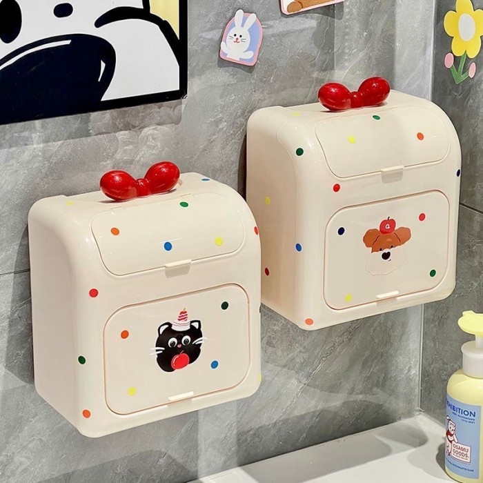 Phim Hoạt Hình Treo Tường Hộp Khăn Giấy Không Đục Lỗ Kệ Chống Thấm Nước Cuộn Vệ Sinh Hộp Giấy Vệ Sinh Hộp Bảo Quản Giấy