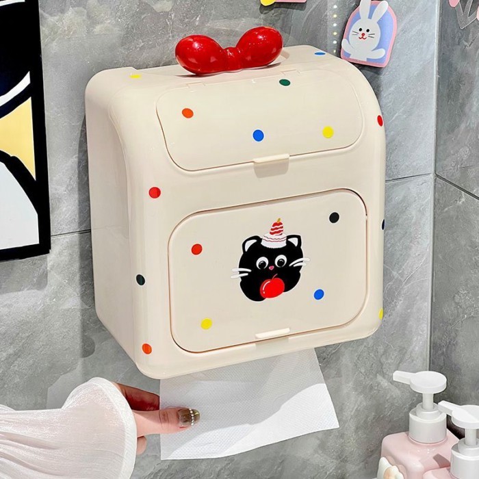 Phim Hoạt Hình Treo Tường Hộp Khăn Giấy Không Đục Lỗ Kệ Chống Thấm Nước Cuộn Vệ Sinh Hộp Giấy Vệ Sinh Hộp Bảo Quản Giấy