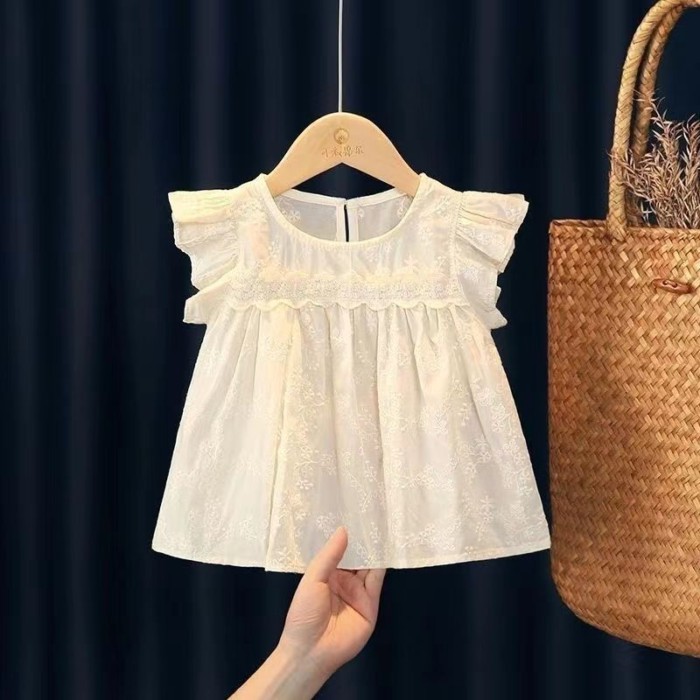 Áo bé gái tay ngắn mùa hè mới thời trang và ngọt ngào Áo sơ mi công chúa trẻ em Áo sơ mi búp bê