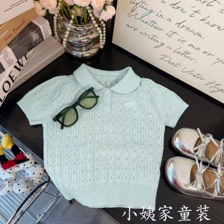 Quần áo bé gái mùa hè phong cách Hàn Quốc có nơ, tay ngắn, áo len thời trang