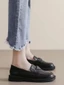 Giày loafer nữ jk đen 41 giày da nhỏ đế dày